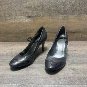 Alex Marie Two Tone Gray Leather Wingtip Style Stiletto Heels Women's Size 8.5